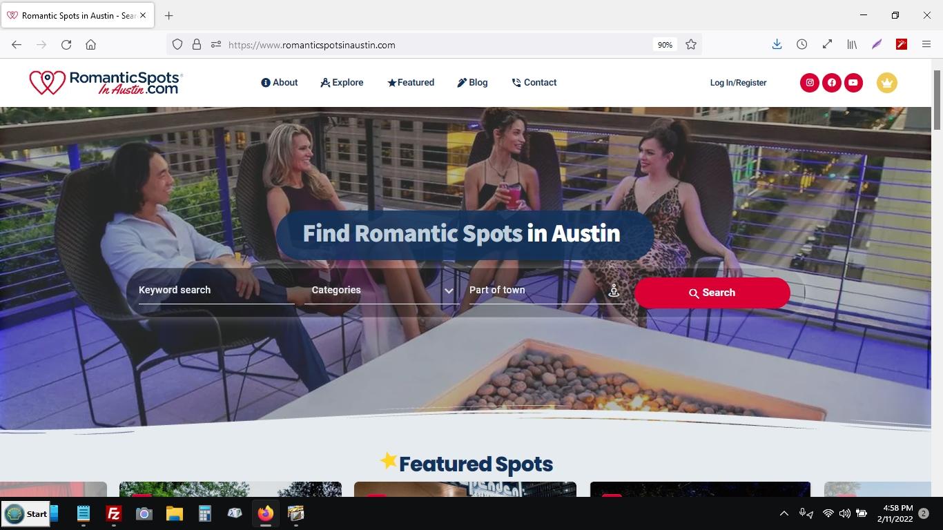 Romantic Spots in Austin Website Redesign